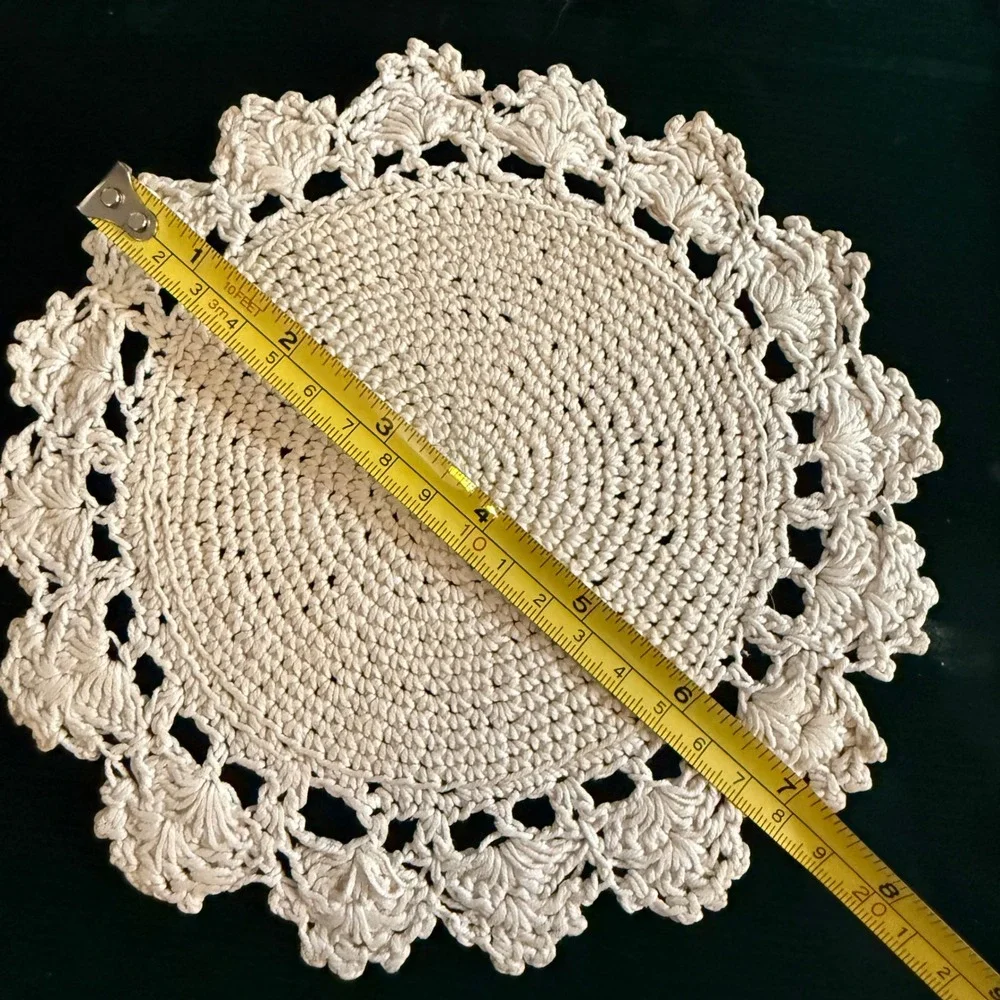 Vintage‎ Paper White Linen Lace Table Decor Set White Cream Blue 4 Piece